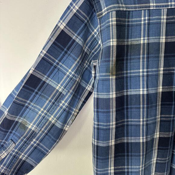 VTG Levi's Shirt Mens Medium Blue Plaid Flannel Metal Button Down Western Cowboy - Picture 12 of 12